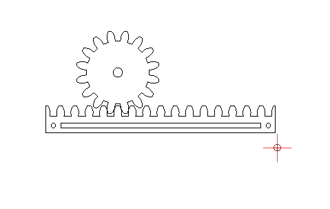 Zahnrad mit Zahnstange im Eingriff